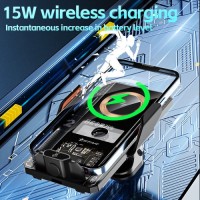 15W Qi Mecha Transparent Wireless Car Charger Holder Mount Charging for All Mobile Phones