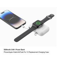 Unique Design 5200mAh  Watch Power Bank with AirPods Pro1/2 Replacement Charging Case for iWatch AirPods