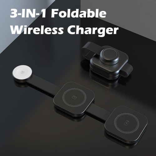 15W 3 in 1 Portable Magnetic Wireless Charger for Apple Watch iPhone AirPods