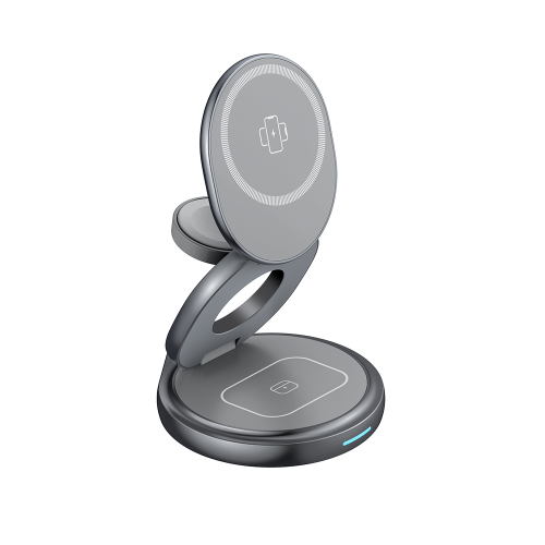 360° Rotation 3 in 1 Magnetic Wireless Charger Stand 15W Fast Charging