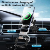 3 in 1 15W Qi Magnetic Wireless Car Charger Phone Holder Mount for Mobile Phone Earbuds Apple Watch