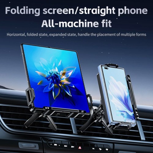 2 Coils 15W Big Screen Phone Car Phone Charging Holder for Samsung Z Fold 5 4 Xiaomi Huawei Oppo iPhone