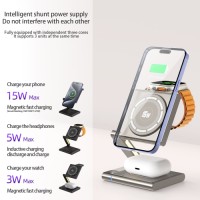 Qi2 15W Fast Charging Magnetic Wireless Charger Station for iPhone 16 15 14 AirPods 4 Apple Watch 10