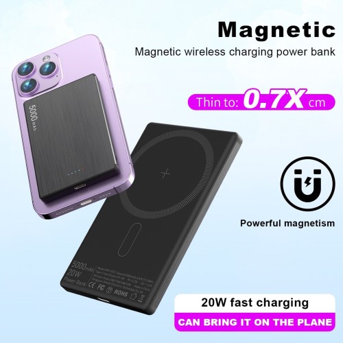 10000mAh 5000mAh Super Thin Magnetic Wireless Power Bank for phonee