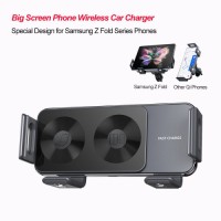 2 Coils 15W Car Phone Wireless Charger for Big Screen Phone Samsung Z Fold 5 4 Xiaomi Huawei Oppo iPhone