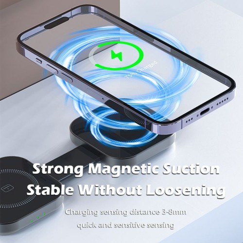 15W 3 in 1 Portable Magnetic Wireless Charger for Apple Watch iPhone AirPods