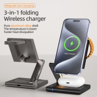 Qi2 15W Fast Charging Magnetic Wireless Charger Station for iPhone 16 15 14 AirPods 4 Apple Watch 10