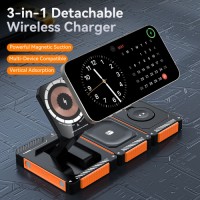 3 in 1 Qi 15W Magnetic Wireless Charger Stand for iPhone 16 15 14 AirPods Apple Watch