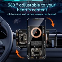 15W Qi Mecha Transparent Wireless Car Charger Holder Mount Charging for All Mobile Phones