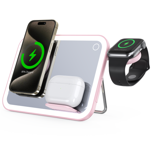 4 in 1 Magnetic Wireless Charger with Make-up Mirror